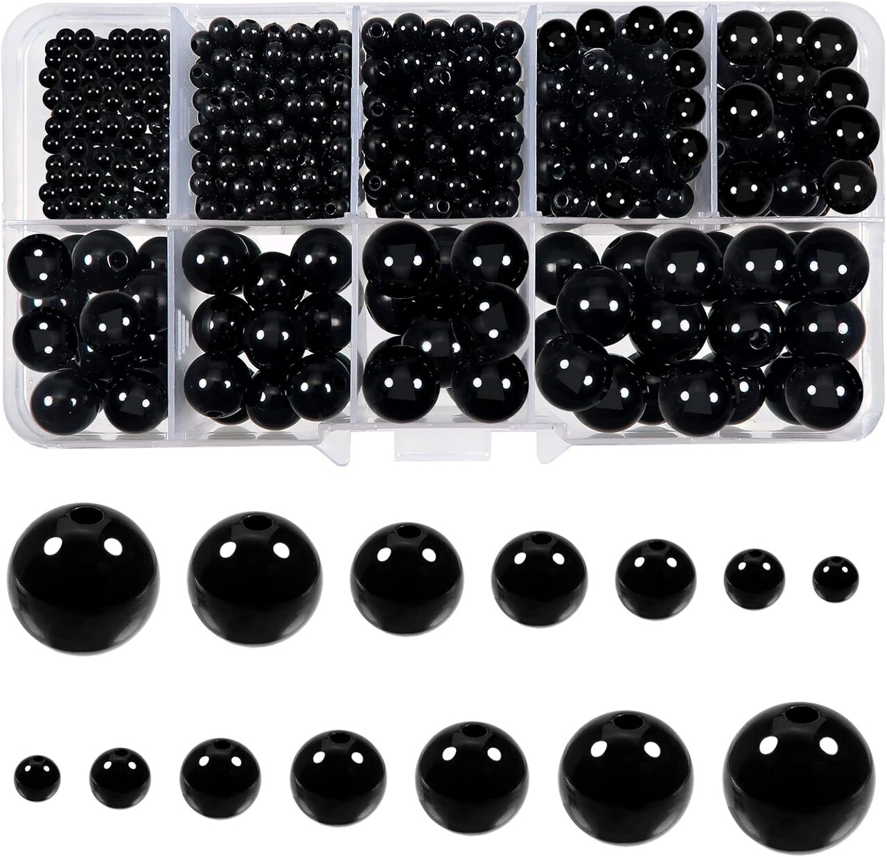 736pcs Sew in Eyes and Noses Doll Eyeballs 3mm to 12mm Plastic Black Craft Eyes for Amigurumis Sewing Crafts Crochet Stuffed Animals Doll Making